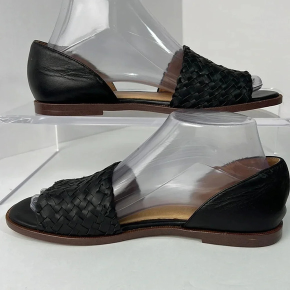 Madewell The Kinsley D'Orsay Flat in Woven Leather Open Round Toe Size 7.5 Black - Picture 3 of 15